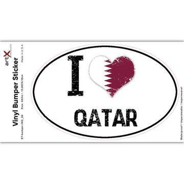 I Love Qatar : Gift Sticker Heart Flag Country Crest Qatari Expat
