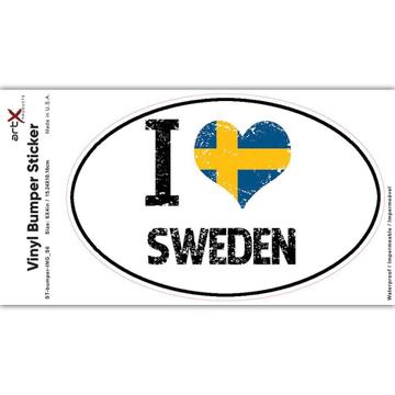 I Love Sweden : Gift Sticker Heart Flag Country Crest Swedish Expat