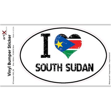 I Love South Sudan : Gift Sticker Heart Flag Country Crest South Sudanese Expat
