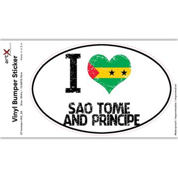 I Love Sao Tome and Principe : Gift Sticker Heart Flag Country Crest Expat