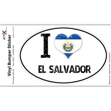 I Love El Salvador : Gift Sticker Heart Flag Country Crest Salvadorean Expat