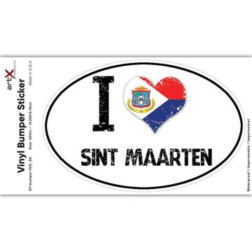 I Love Sint Maarten : Gift Sticker Heart Flag Country Crest Expat