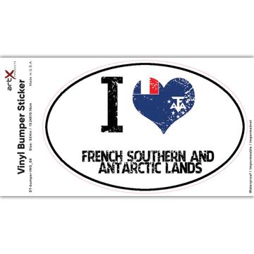 I Love French Southern and Antarctic Lands : Gift Sticker Heart Flag Country Crest
