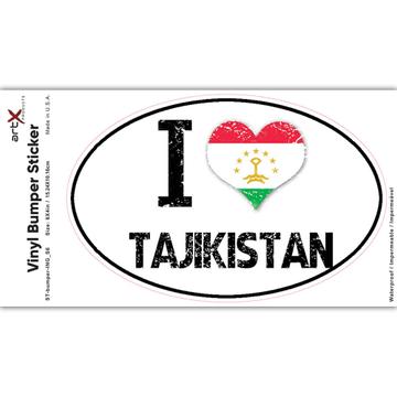 I Love Tajikistan : Gift Sticker Heart Flag Country Crest Tajik Expat