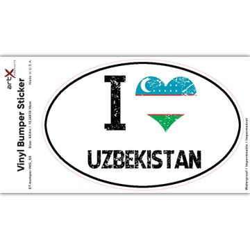 I Love Uzbekistan : Gift Sticker Heart Flag Country Crest Uzbek Expat