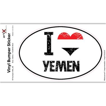 I Love Yemen : Gift Sticker Heart Flag Country Crest Yemeni Expat