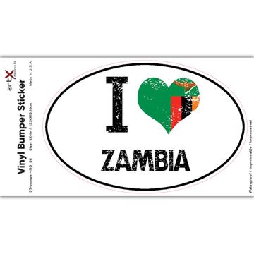 I Love Zambia : Gift Sticker Heart Flag Country Crest Zambian Expat