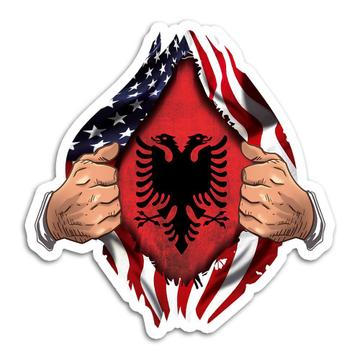Albania : Gift Sticker Flag USA American Chest Albanian Expat Country