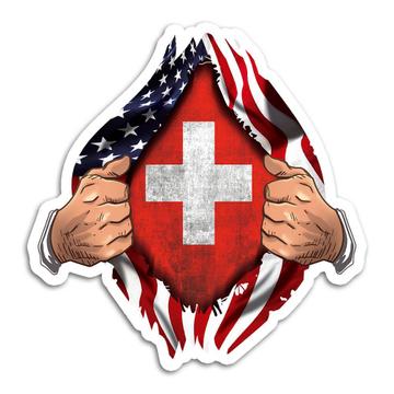Switzerland : Gift Sticker Flag USA American Chest Swiss Expat Country
