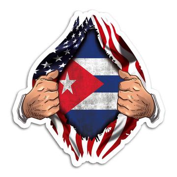 Cuba : Gift Sticker Flag USA Chest American Cuban Expat Country Made In USA
