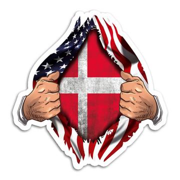 Denmark : Gift Sticker Flag USA American Chest Danish Expat Country