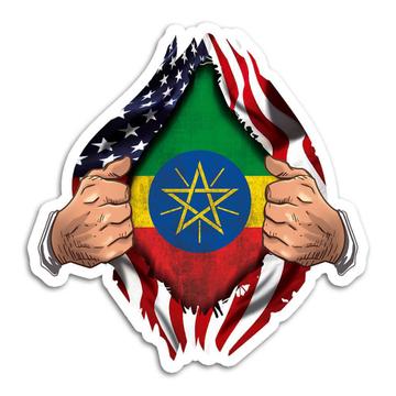 Ethiopia : Gift Sticker Flag USA Chest American Ethiopian Expat Country