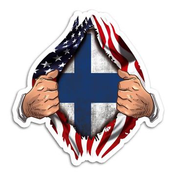 Finland : Gift Sticker Flag USA American Chest Finnish Expat Country