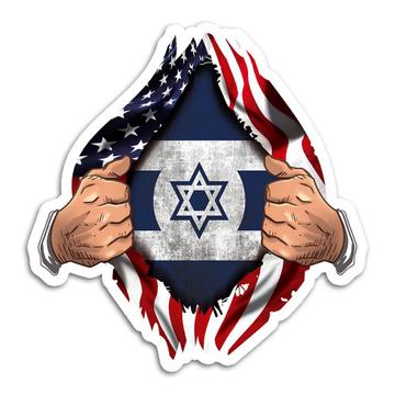 Israel : Gift Sticker Flag USA American Chest Israeli Expat Country