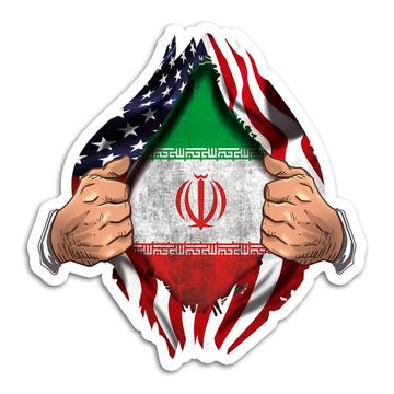 Iran : Gift Sticker Flag USA American Chest Iranian Expat Country Made in USA