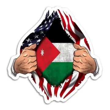 Jordan : Gift Sticker Flag USA Chest American Jordanian Expat Country
