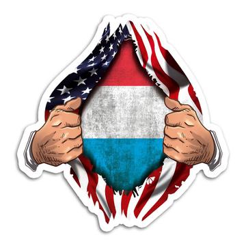 Luxembourg : Gift Sticker Flag USA American Chest Luxembourger Expat Country