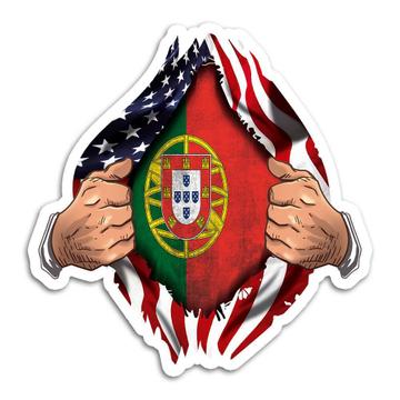 Portugal : Gift Sticker Flag USA American Chest Portuguese Expat Country