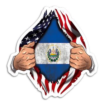 El Salvador : Gift Sticker Flag USA Chest American Salvadorean Expat Country