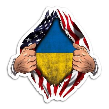 Ukraine : Gift Sticker Flag USA American Chest Ukrainian Expat Country