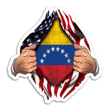 Venezuela : Gift Sticker Flag USA Chest American Venezuelan Expat Country