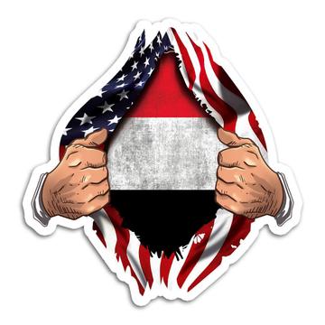 Yemen : Gift Sticker Flag USA Chest American Yemeni Expat Country