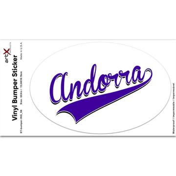 Andorra : Gift Sticker Flag Varsity Script Baseball Beisbol Country Pride Andorran