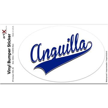 Anguilla : Gift Sticker Flag Varsity Script Baseball Beisbol Country Pride