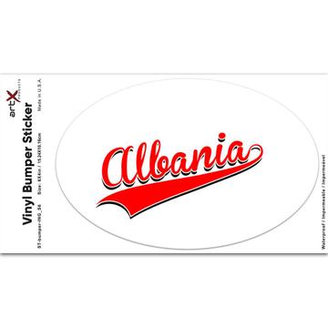 Albania : Gift Sticker Flag Varsity Script Baseball Beisbol Country Pride Albanian