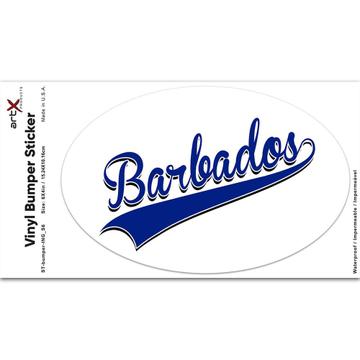 Barbados : Gift Sticker Flag College Script Calligraphy Country Barbadian Expat
