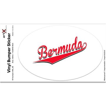 Bermuda : Gift Sticker Flag Varsity Script Baseball Beisbol Country Pride Bermudian