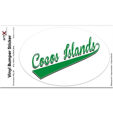 Cocos Islands : Gift Sticker Flag Varsity Script Baseball Beisbol Country Pride