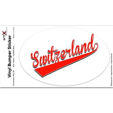 Switzerland : Gift Sticker Flag Varsity Script Baseball Beisbol Country Pride Swiss