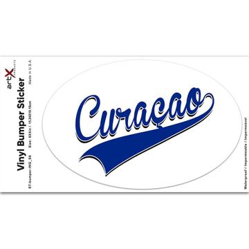 Curaçao : Gift Sticker Flag Varsity Script Baseball Beisbol Country Pride