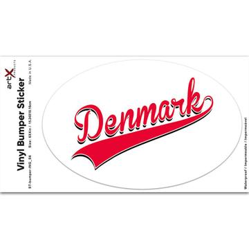 Denmark : Gift Sticker Flag Varsity Script Baseball Beisbol Country Pride Danish