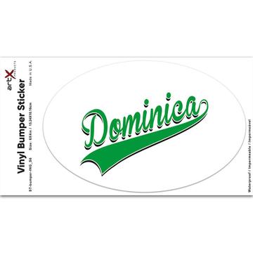 Dominica : Gift Sticker Flag Varsity Script Baseball Beisbol Country Pride