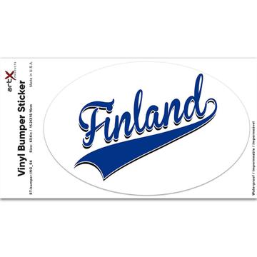 Finland : Gift Sticker Flag Varsity Script Baseball Beisbol Country Pride Finnish