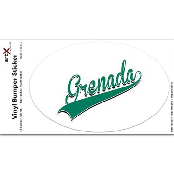Grenada : Gift Sticker Flag Varsity Script Baseball Beisbol Country Pride Grenadian