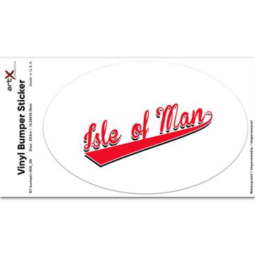 Isle of Man : Gift Sticker Flag Varsity Script Baseball Beisbol Country Pride