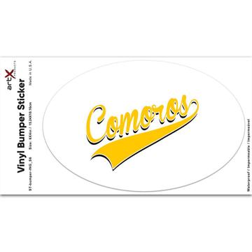 Comoros : Gift Sticker Flag Varsity Script Baseball Beisbol Country Pride Comoran