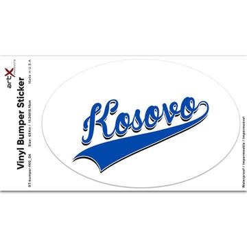 Kosovo : Gift Sticker Flag Varsity Script Baseball Beisbol Country Pride Kosovan