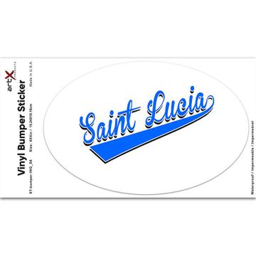 Saint Lucia : Gift Sticker Flag Varsity Script Baseball Beisbol Country Pride