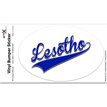 Lesotho : Gift Sticker Flag Varsity Script Baseball Beisbol Country Pride