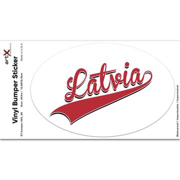 Latvia : Gift Sticker Flag Varsity Script Baseball Beisbol Country Pride Latvian