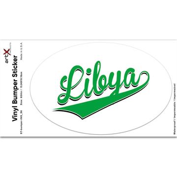 Libya : Gift Sticker Flag Varsity Script Baseball Beisbol Country Pride Libyan