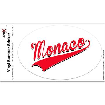 Monaco : Gift Sticker Flag Varsity Script Baseball Beisbol Country Pride Monegasque