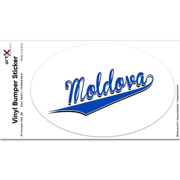 Moldova : Gift Sticker Flag Varsity Script Baseball Beisbol Country Pride Moldovan