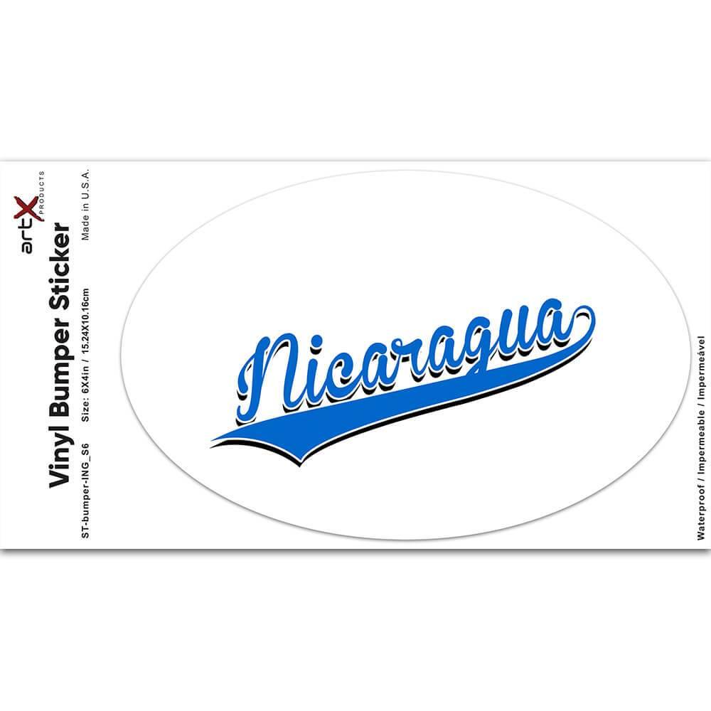 Gift Sticker : Nicaragua Flag College Script Calligraphy Country Nicaraguan
