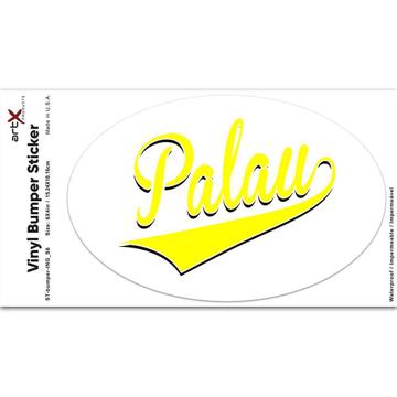Palau : Gift Sticker Flag Varsity Script Baseball Beisbol Country Pride Palauan