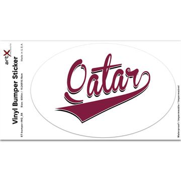 Qatar : Gift Sticker Flag Varsity Script Baseball Beisbol Country Pride Qatari